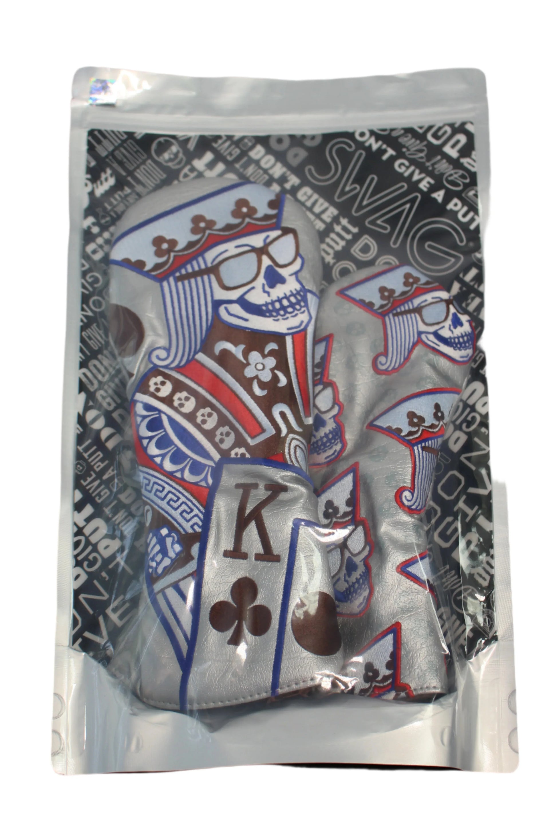 Swag Golf - Skeleton King of Candy Silver/Blue/Red Combo Wood Headcover Set - GOLF LEAGUE