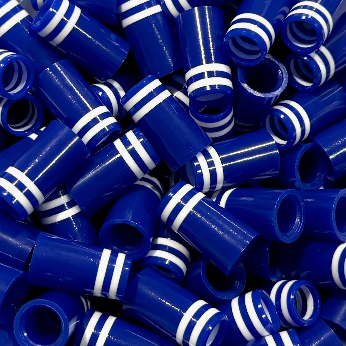 Premium Quality Iron Ferrules Blue w/ Double White Rings 1”