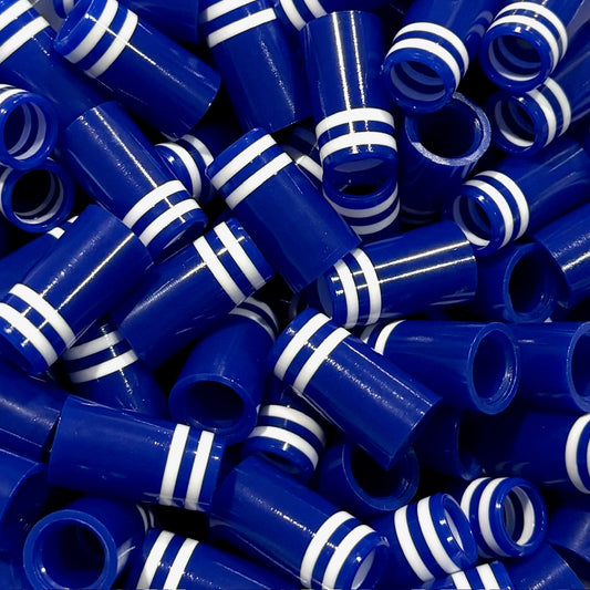 Premium Quality Iron Ferrules Blue w/ Double White Rings 1”
