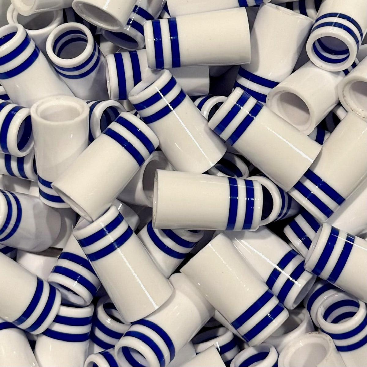 Premium Quality Iron Ferrules White w/ Double Blue Rings 1”