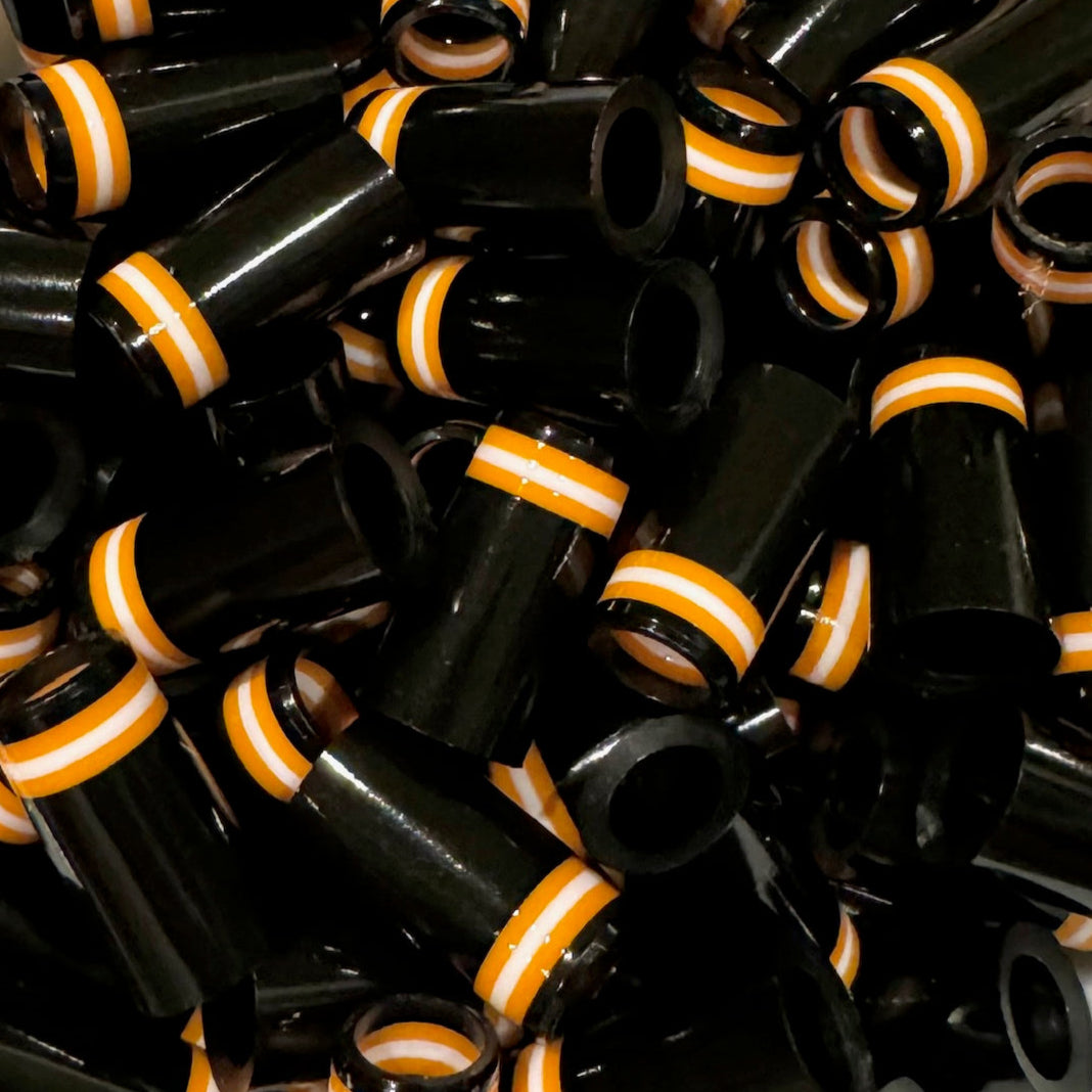 Premium Quality Iron Ferrules Black w/ Orange & White Rings 1”