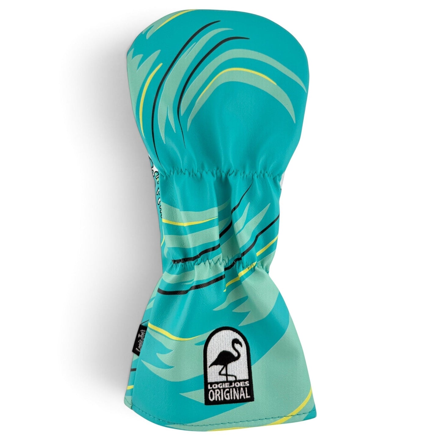 "Flamingo Flash" Driver Headcover – Premium Faux Leather Driver Cover – Elastic Fit – Embroidered Letters