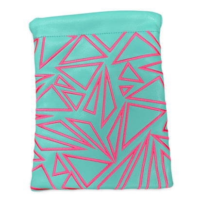Logie Joe’s Golf Valuables Pouch | Embroidered Golf Accessory Bag for Phone, Wallet, Keys & Personal Items | Teal & Pink
