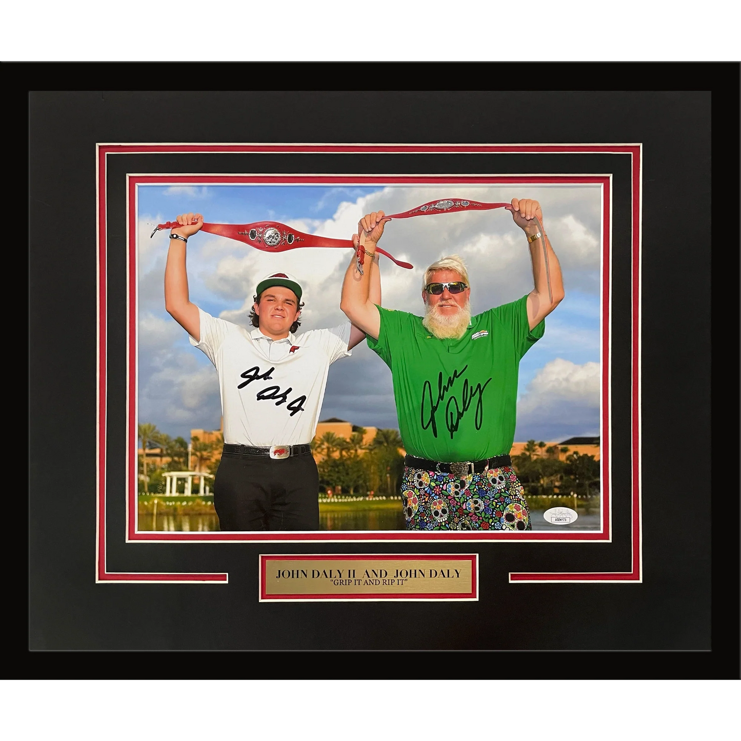 John Daly And John Daly II Autographed Golf (PNC Championship) Deluxe Framed 11x14 Photo - JSA