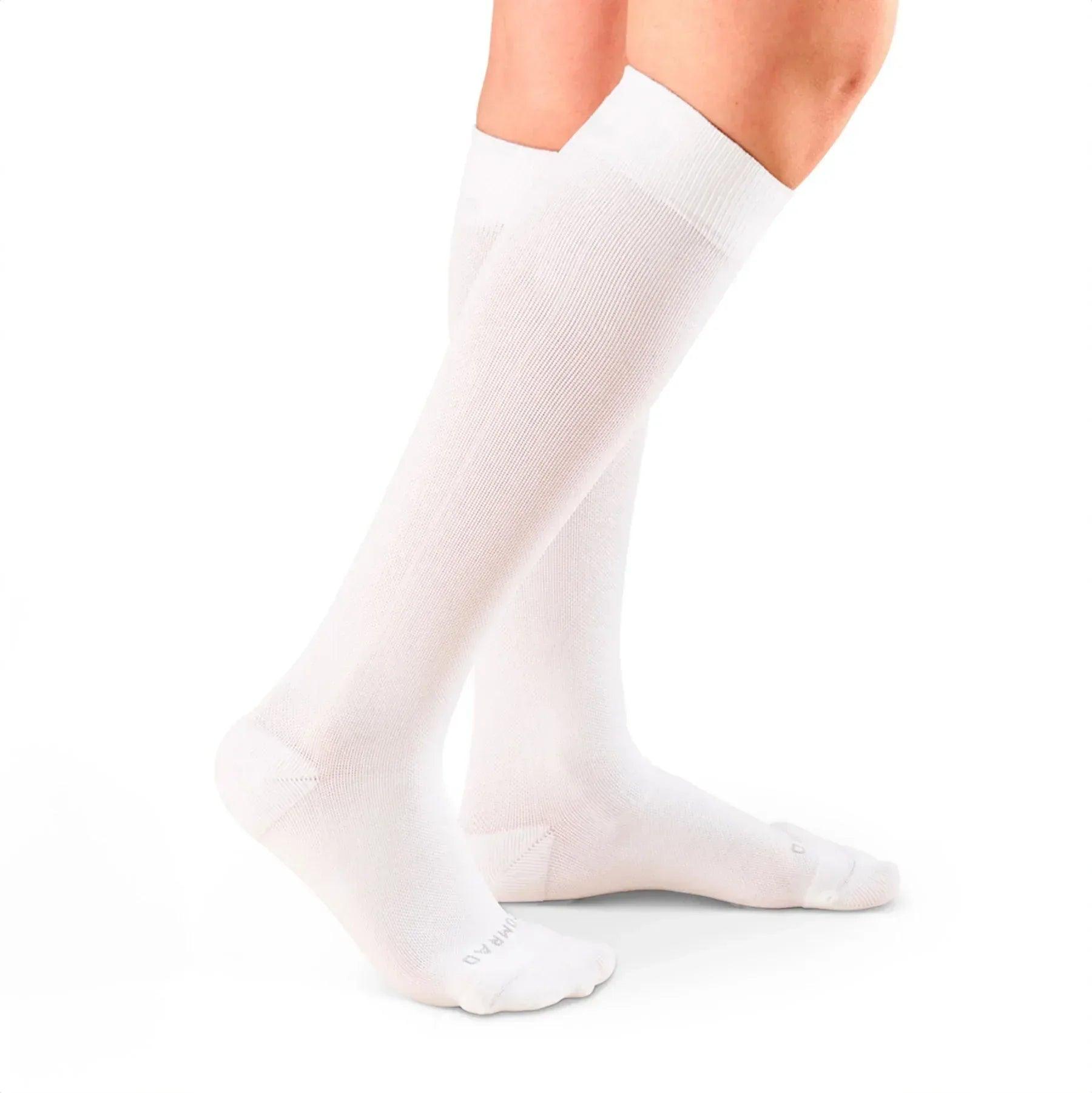 KHC-SL-0103-L2-knee-high-nylon-solid_white_lifestyle-lil - GOLF LEAGUE