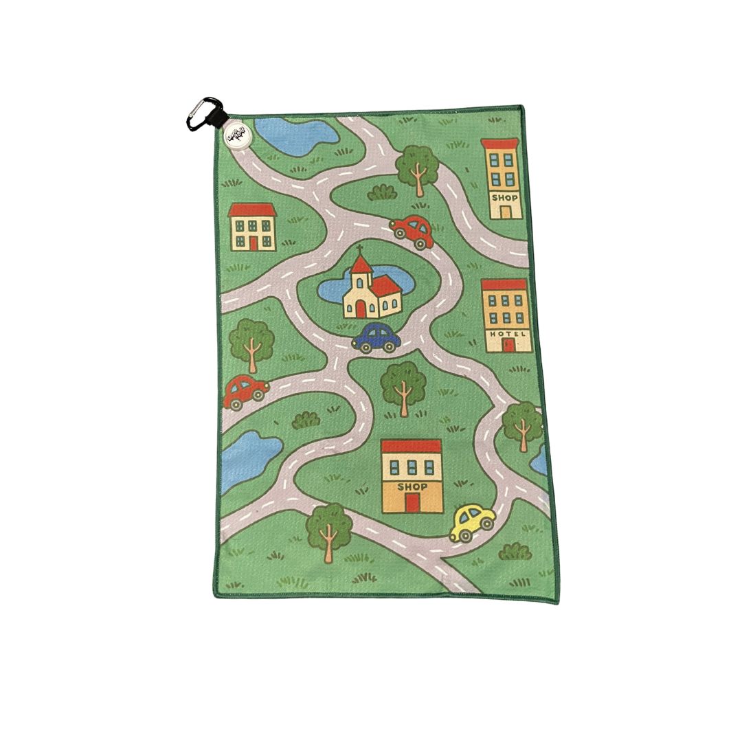 Nostalgic Kids Car Map Golf Towel