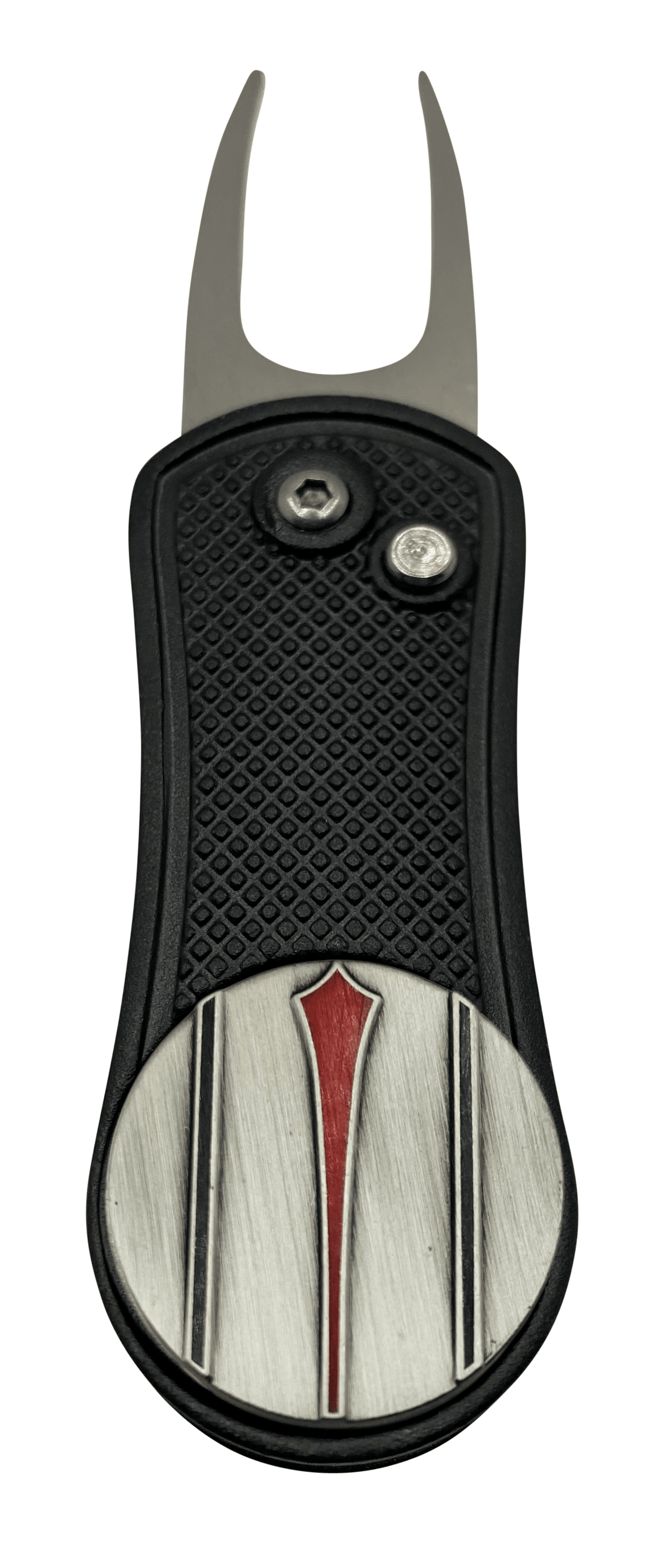 Red Arrow Putt Alignment Ball Marker with Magnetic Hat Clip, Divot Tool and Ball Stencil - Custom Golf Ball Marker
