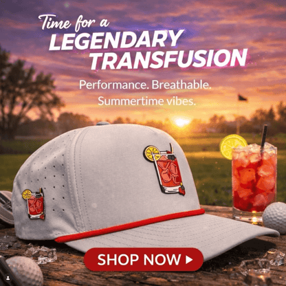 Transfusion Golf Hat | Snapback Cap | Built-in Magnetic Ball Marker Holder + Marker Included | Adjustable Light Gray