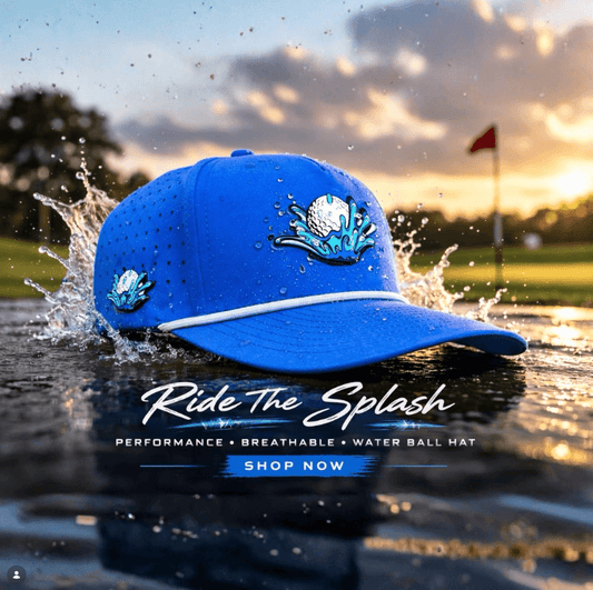Water Ball Golf Hat | Snapback Cap | Built-in Magnetic Ball Marker Holder + Marker Included | Adjustable Blue