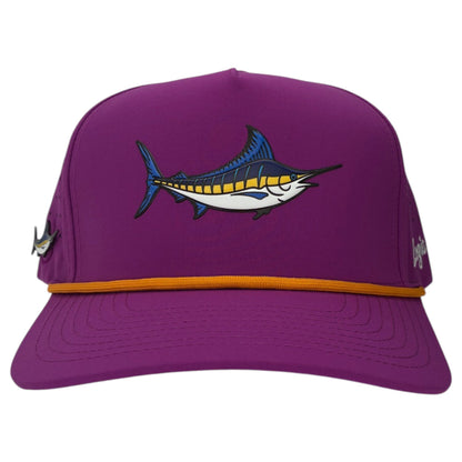 Marlin Golf Hat | Snapback Cap | Built-in Magnetic Ball Marker Holder + Marker Included | Adjustable Purple