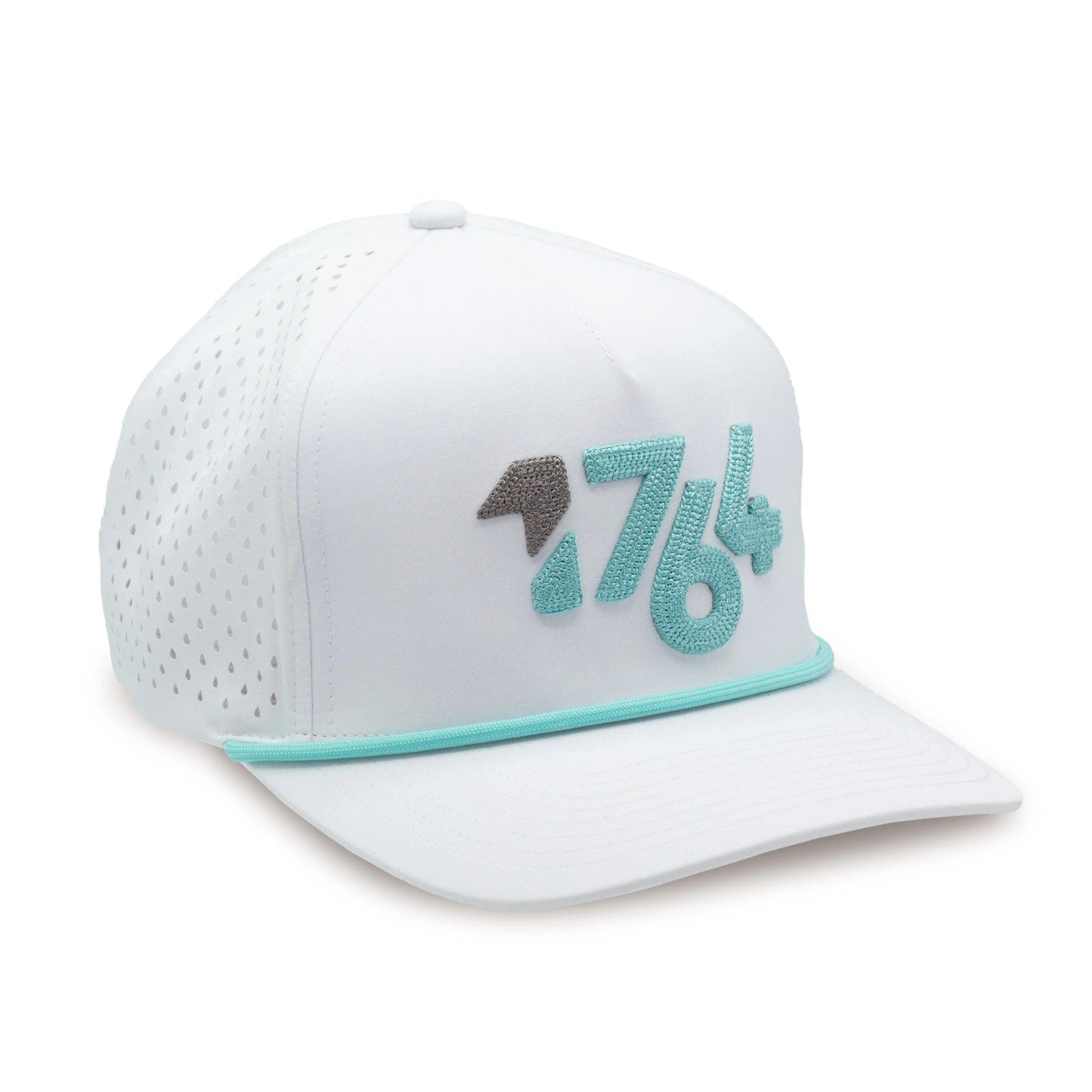 Mens1764WhiteHatwithTealRight - GOLF LEAGUE