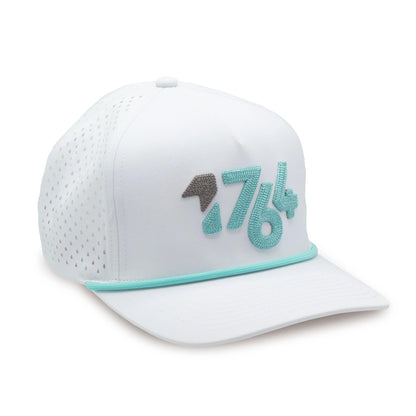 Mens1764WhiteHatwithTealRight - GOLF LEAGUE