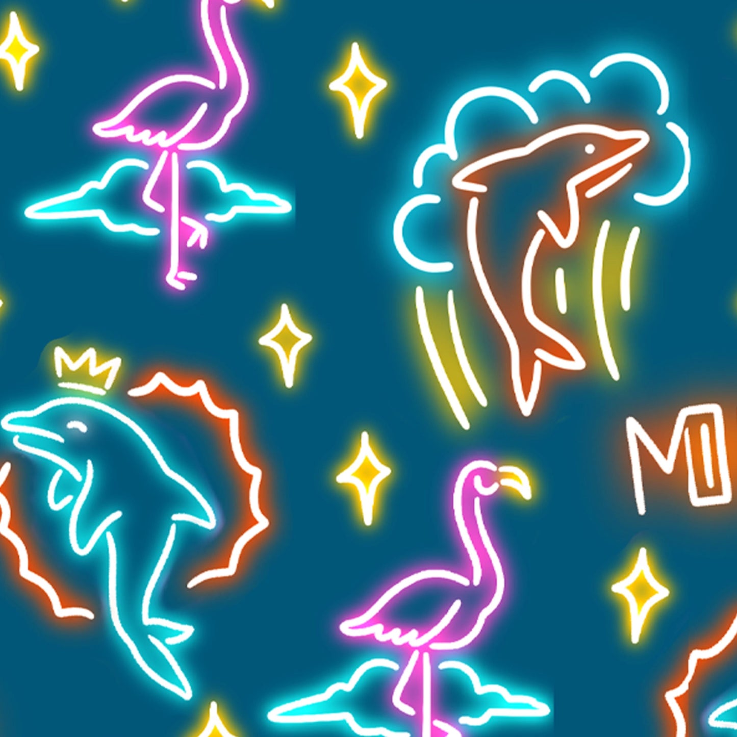 Phin High | Miami/NightLife Neon Dolphin Golf Polo for Football Fans