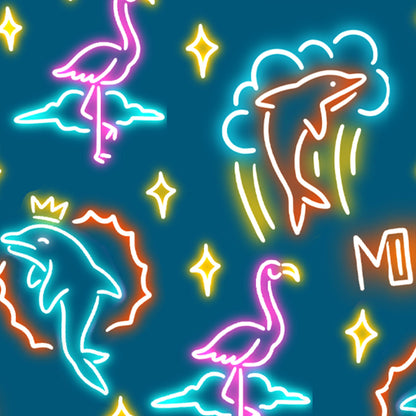 Phin High | Miami/NightLife Neon Dolphin Golf Polo for Football Fans
