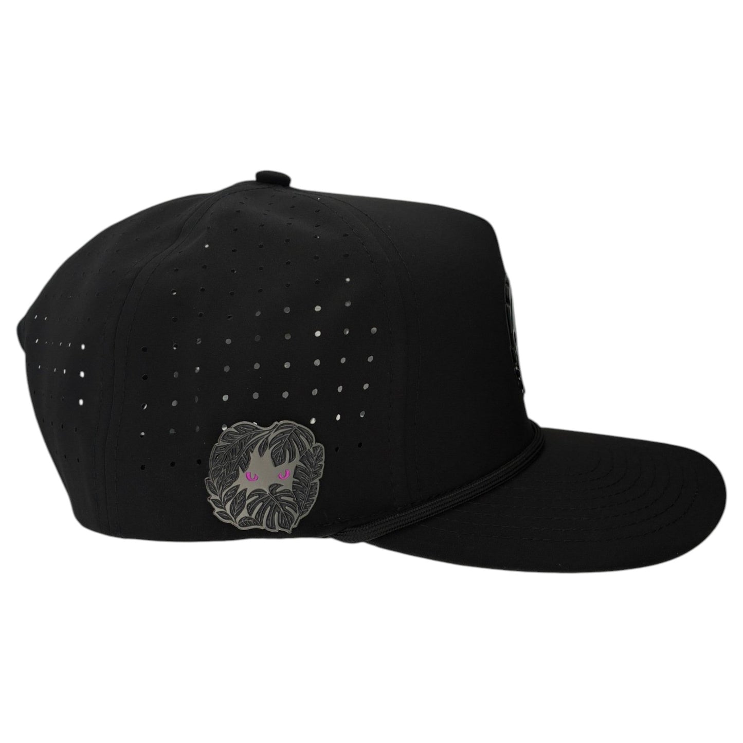 Night Stalker Golf Hat | Snapback Cap | Built-in Magnetic Ball Marker Holder + Marker Included | Adjustable | Animal Eyes Black