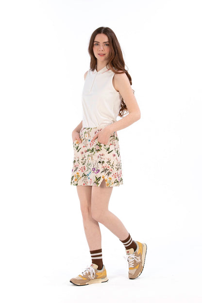 Mille Fleurs Notch Hem Skirt