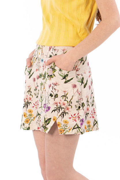 Mille Fleurs Notch Hem Skirt