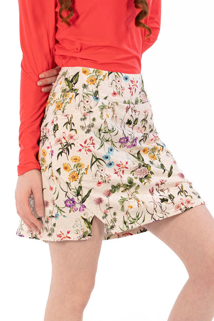 Mille Fleurs Notch Hem Skirt