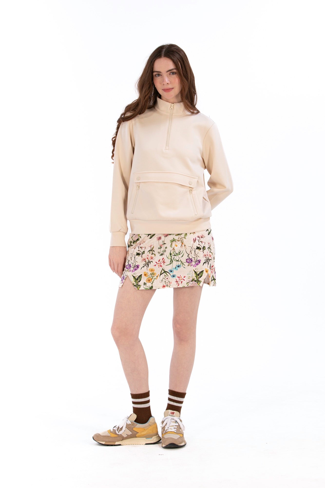 Mille Fleurs Notch Hem Skirt