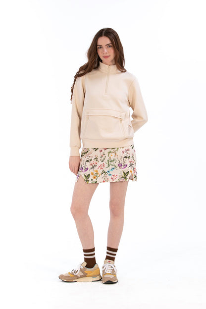 Mille Fleurs Notch Hem Skirt