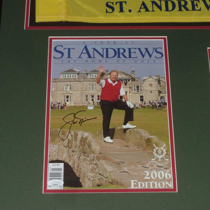 Jack Nicklaus Autographed 2005 British Open Program (Last Open at St Andrews) Deluxe Framed with Flag and Photo - JSA