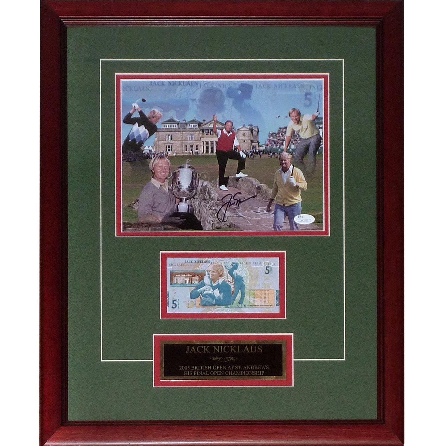 Jack Nicklaus Autographed RBS 5 Pound Note (2005 British Open) Deluxe Framed Currency Piece - JSA