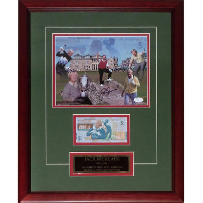 Jack Nicklaus Autographed RBS 5 Pound Note (2005 British Open) Deluxe Framed Currency Piece - JSA