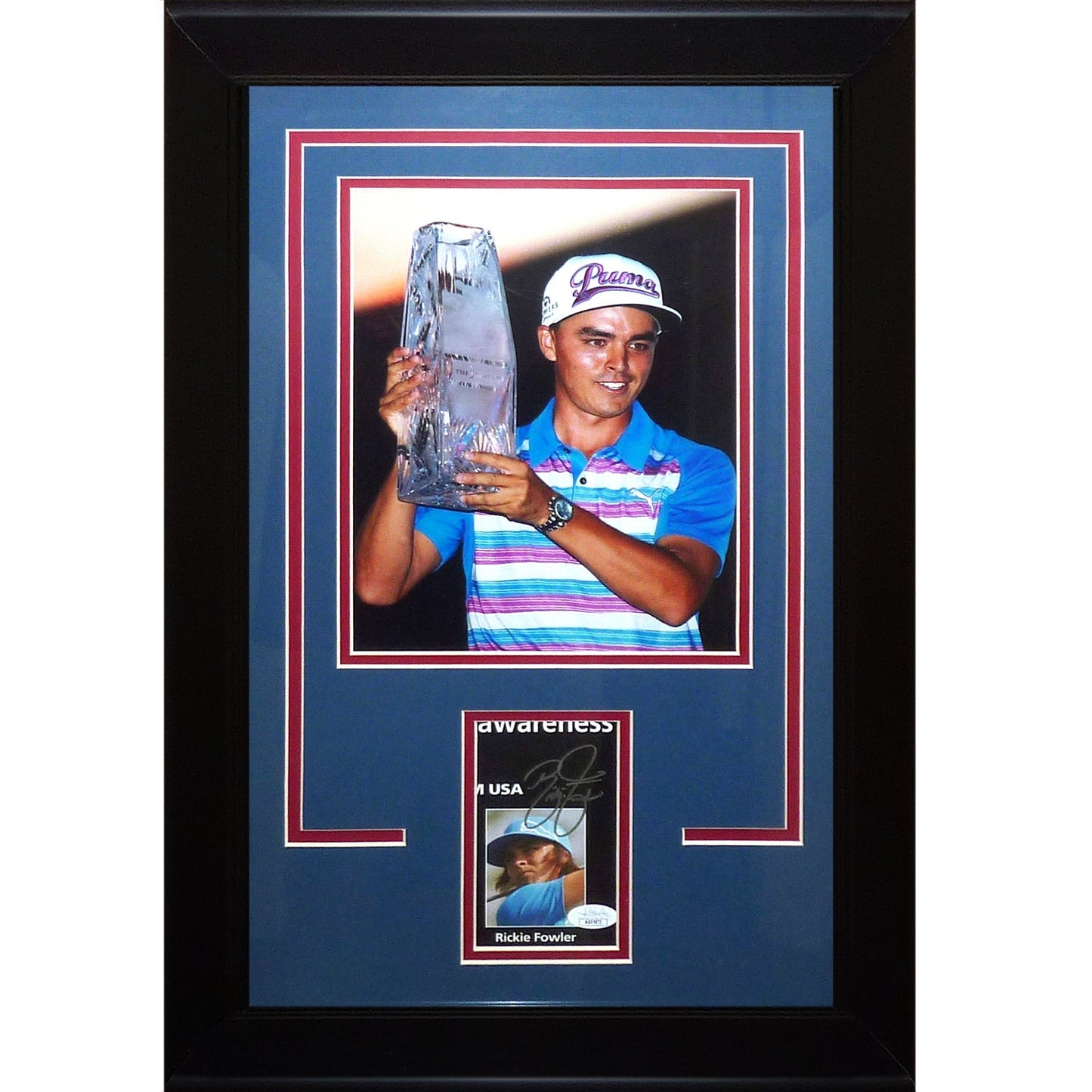 Rickie Fowler Autographed Golf (TPC Trophy) "Signature Series" Frame - JSA