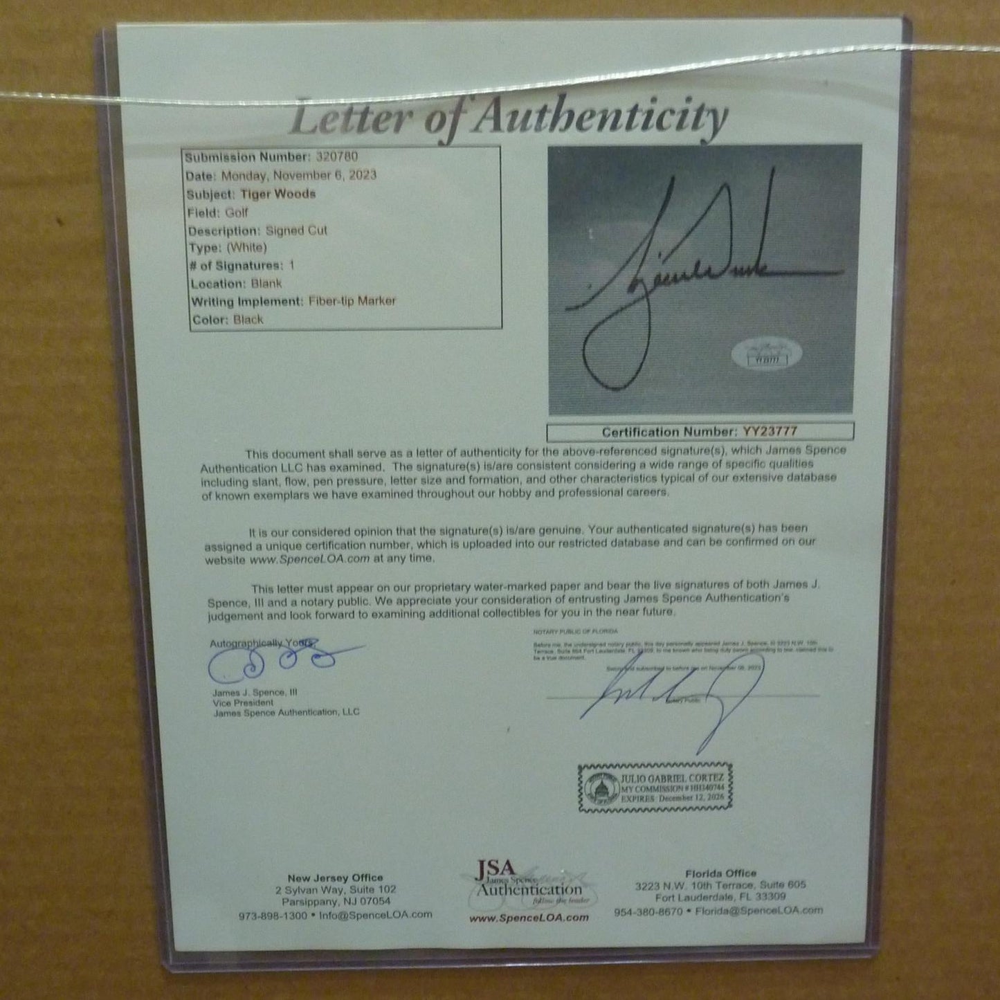 Tiger Woods Autographed 2019 Masters Champion Deluxe Framed Flag Piece with Signature - JSA