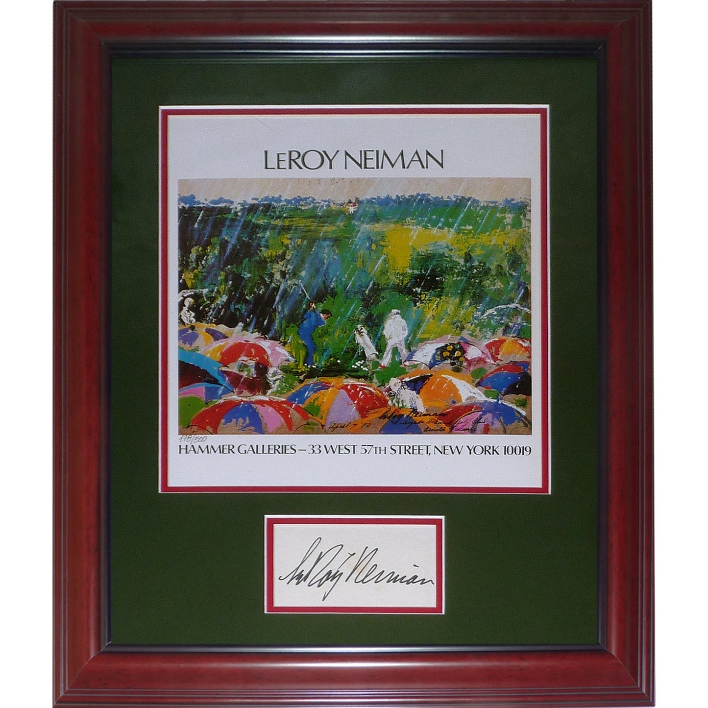 LeRoy Neiman Autographed Golf Artwork Poster Deluxe Framed Piece - JSA