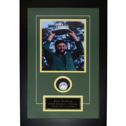 Jon Rahm Autographed 2023 Masters Champion Golf Ball Shadowbox Frame - JSA