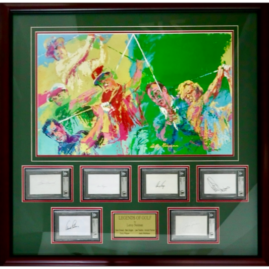 LeRoy Neiman "Golf Champions" Deluxe Framed Print with 6 Signatures - Snead, Hogan, Player, Trevino, Palmer, Nicklaus - Beckett Slab