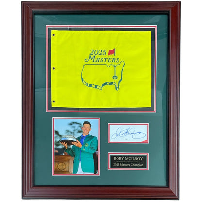 Rory McIlroy Autographed 2025 Masters Champion Deluxe Framed Pin Flag Piece - JSA