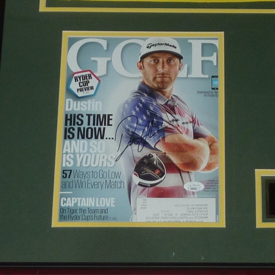 Dustin Johnson Autographed 2020 Masters Deluxe Framed Piece with Pin Flag - JSA