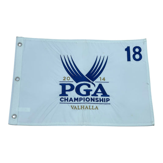 2014 PGA Championship Valhalla (White Embroidered) Unsigned Golf Pin Flag - Rory McIlroy Champion