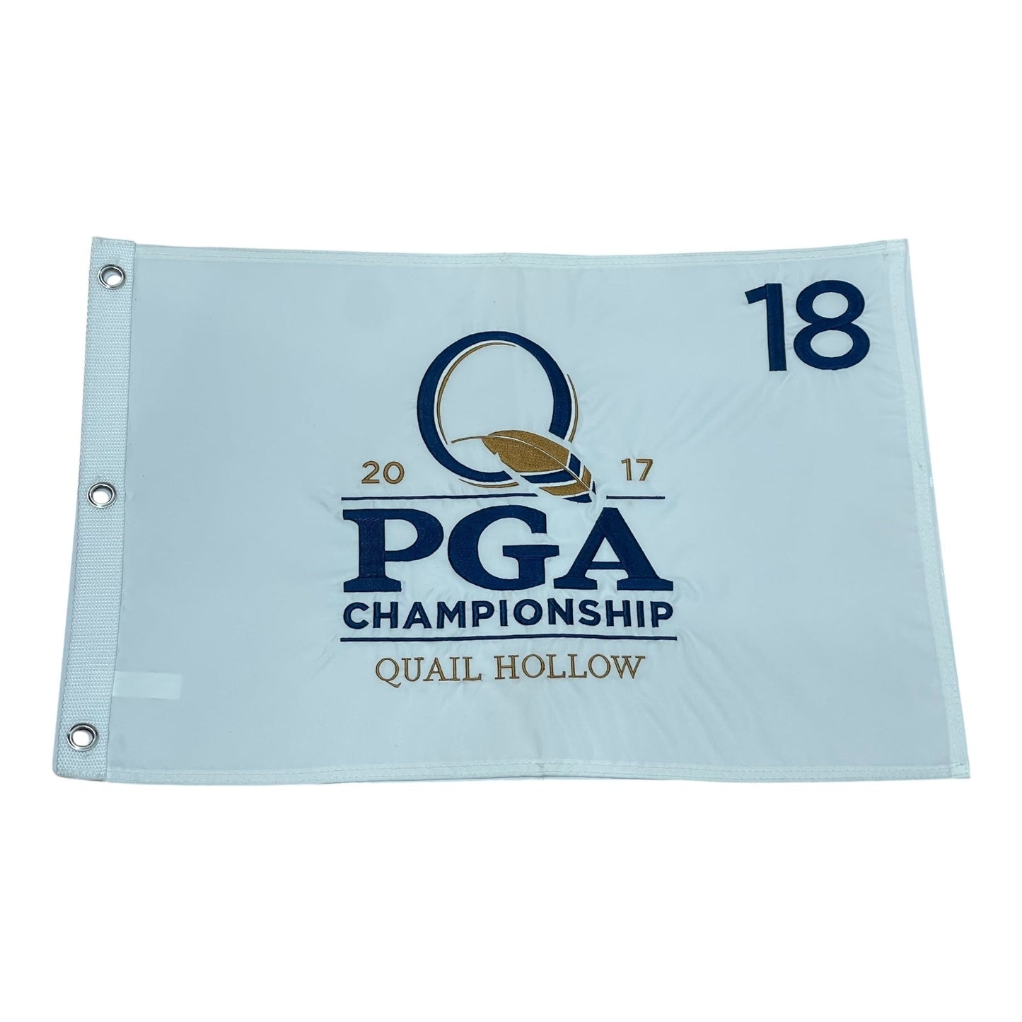 2017 PGA Championship Quail Hollow (White Embroidered) Unsigned Golf Pin Flag - Justin Thomas Champion