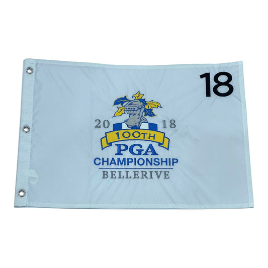 2018 PGA Championship Bellerive (White Embroidered) Unsigned Golf Pin Flag - Brooks Koepka Champion