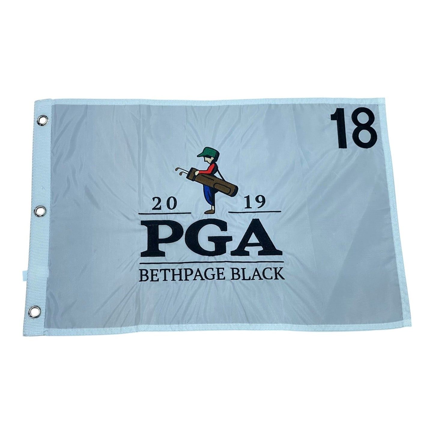 2019 PGA Championship Bethpage Black (White Embroidered) Unsigned Golf Pin Flag - Brooks Koepka Champion