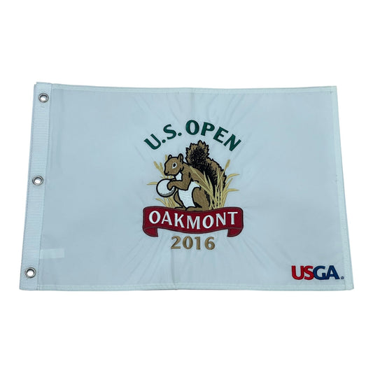 2016 U.S. Open Oakmont (White Embroidered) Unsigned Golf Pin Flag - Dustin Johnson Champion