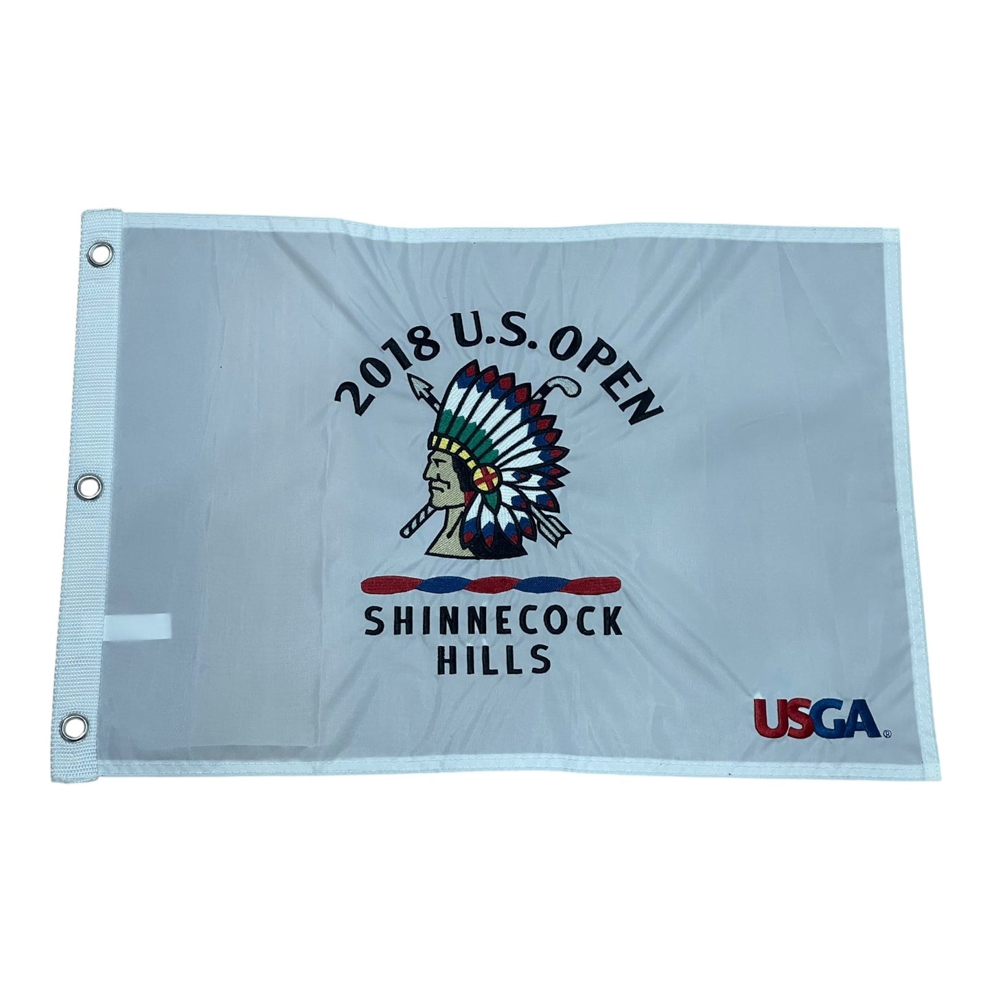 2018 U.S. Open Shinnecock Hills (White Embroidered) Unsigned Golf Pin Flag - Brooks Koepka Champion