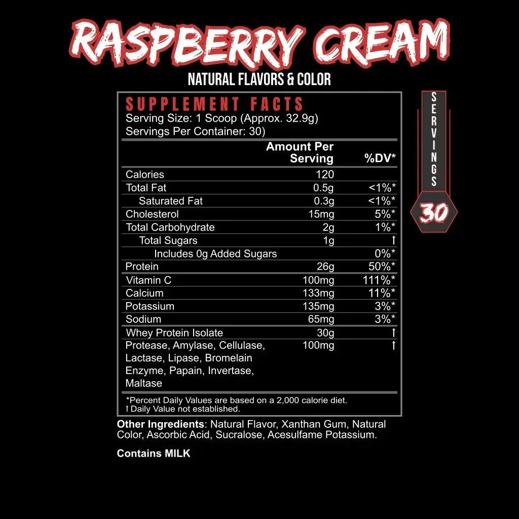 POST_HUSTLE_RASPBERRY_CREAM_Supplement_Facts - GOLF LEAGUE