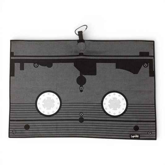 VHS Tape Golf Towel | Premium Double-Sided Microfiber | Heavy-Duty Magnetic Towel with Carabiner Clip | 24 x 16 in