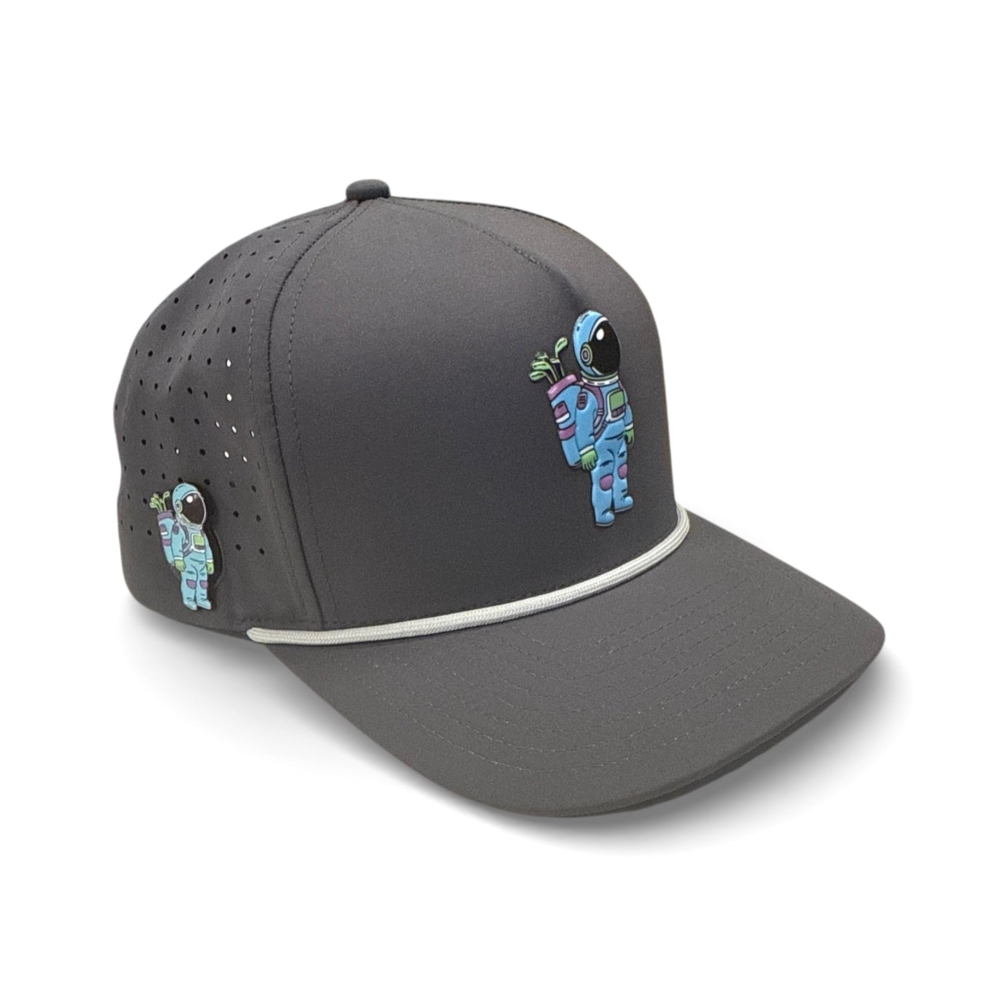 Astronaut Walker Golf Hat | Snapback Cap | Built-in Magnetic Ball Marker Holder + Marker Included | Adjustable Gray