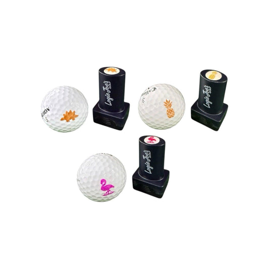 Golf Ball Stamp Set (3 Pack) | Flamingo, Pineapple & Dino Nugget Designs | Quick-Dry Ink Stamper | Easy Ball Identification | Fun Golf Gift