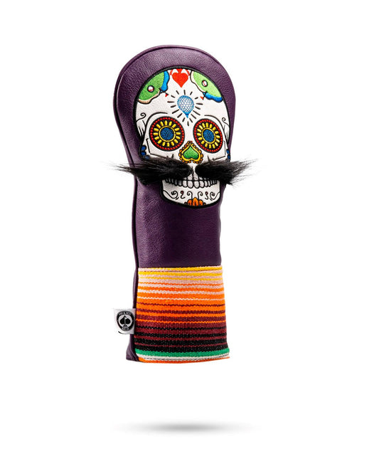 Mustache Sugar Skull - Fairway Cover Purple