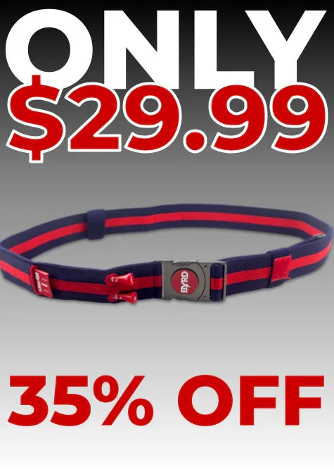 THE BYRD GOLF BELT - Blue/Red: Organize Your Golf Gear - GOLF LEAGUE