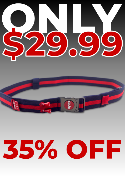 THE BYRD GOLF BELT - Blue/Red: Organize Your Golf Gear