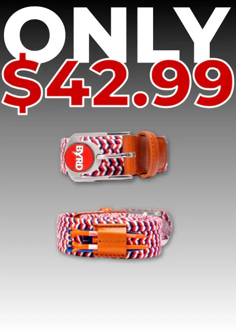 THE BRAIDED BYRD GOLF BELT - Red/White/Blue: Award Winning Belt - GOLF LEAGUE