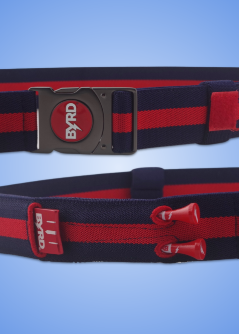 THE BYRD GOLF BELT - Blue/Red: Organize Your Golf Gear