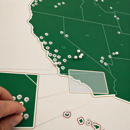 United States Push Pin Map: Top 250 Golf Courses (Blue)